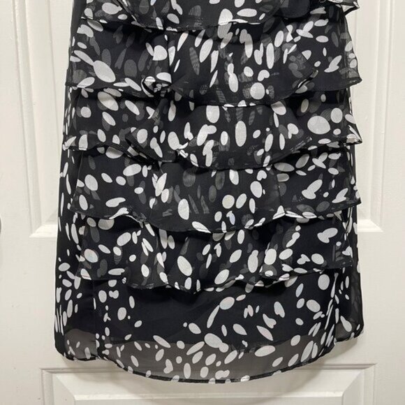 Adrianna Papell Sleeveless Black & White Tiered Ruffle Mini Dress Size 6 - Picture 4 of 11
